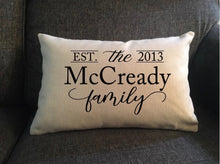 Load image into Gallery viewer, Custom Last name Lumbar Pillow