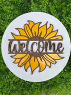Sunflower welcome sign
